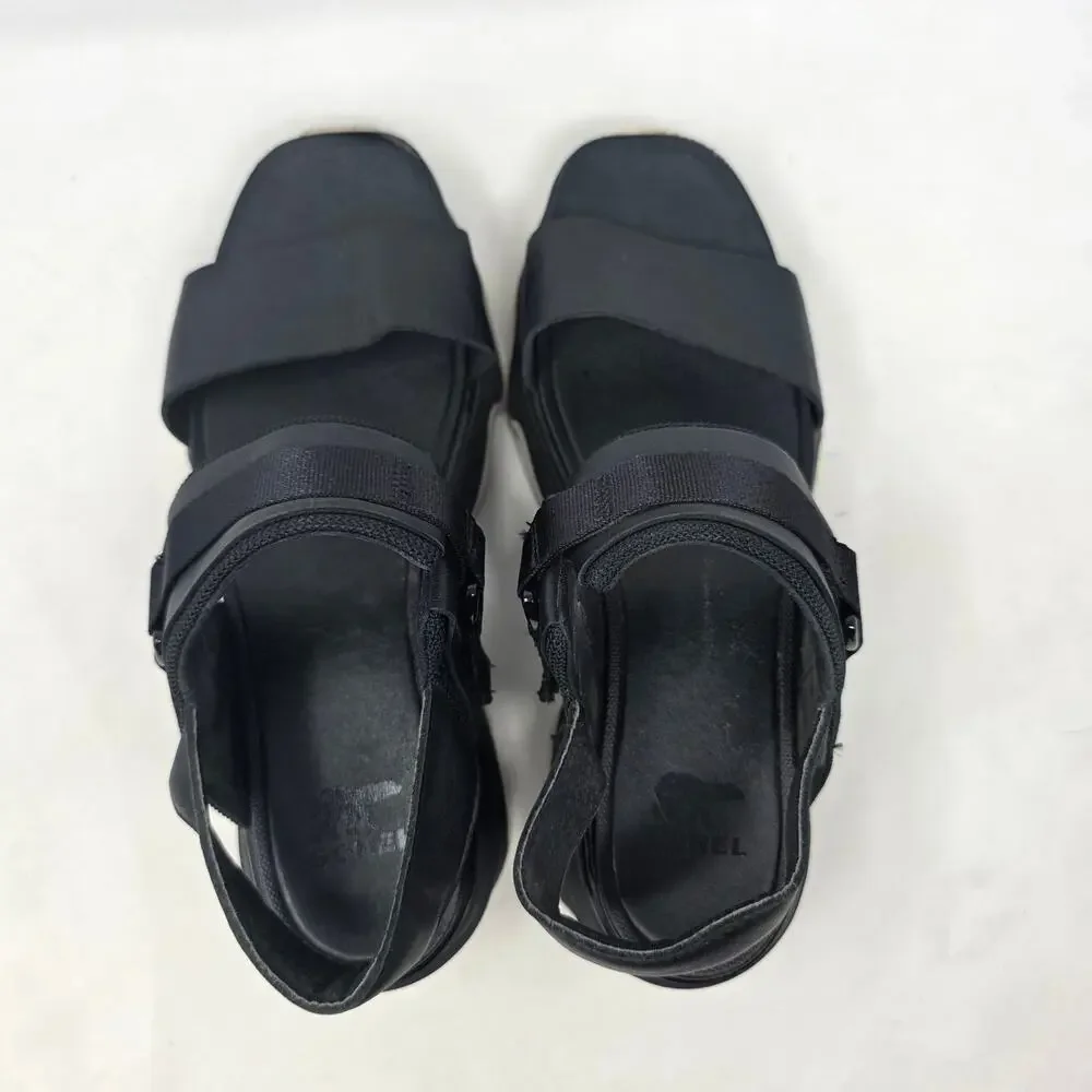 Sorel Black Chunky Platform Sport Sandals Strappy Open Toe Women’s Size 9